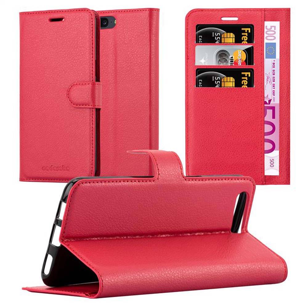 Cadorabo Hülle für OnePlus 5 Schutz Hülle in Rot Handyhülle Etui Case Cover Magnetverschluss