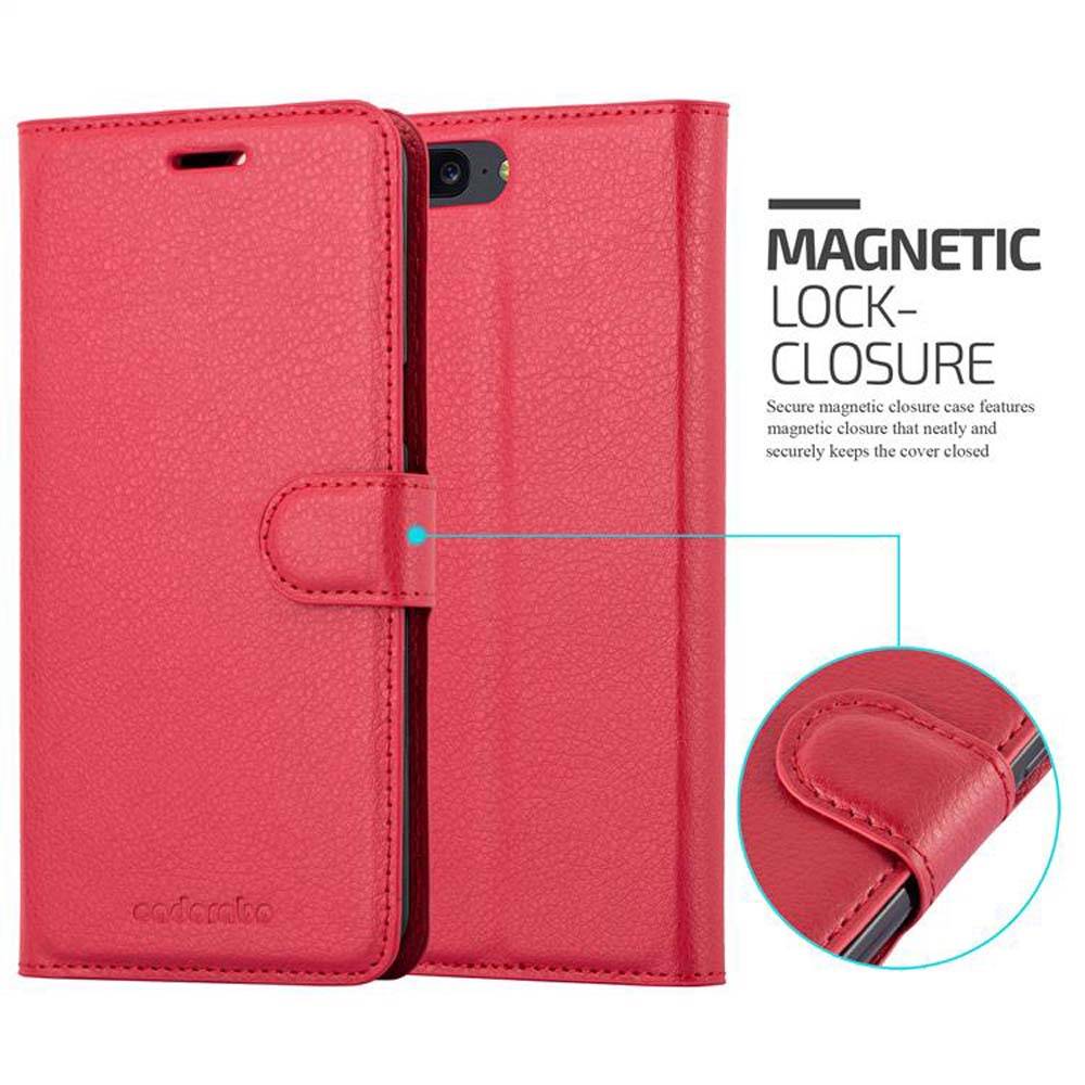 Cadorabo Hülle für OnePlus 5 Schutz Hülle in Rot Handyhülle Etui Case Cover Magnetverschluss