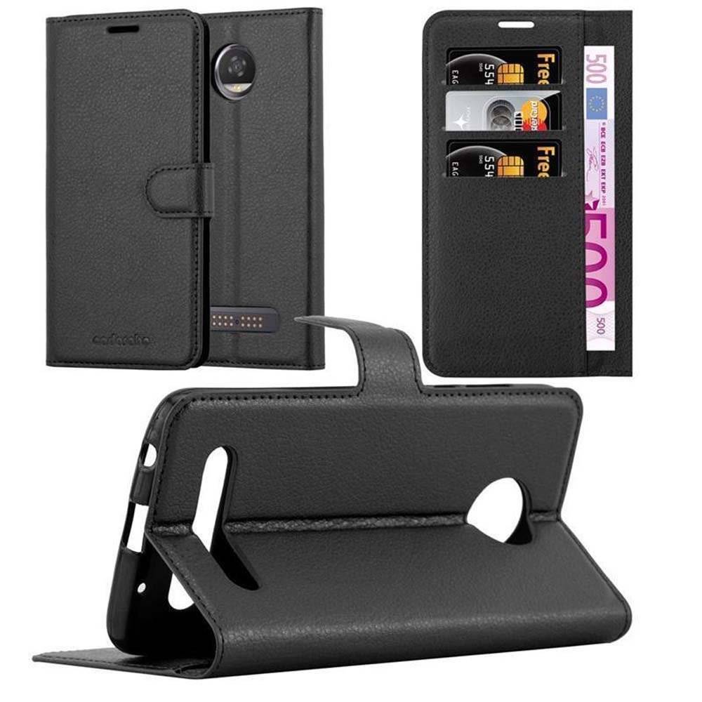 Cadorabo Handy Hülle für Motorola MOTO Z2 FORCE Hülle in PHANTOM SCHWARZ , Schutzhülle Tasche Hülle case cover mit Kartenfach und Standfunktion