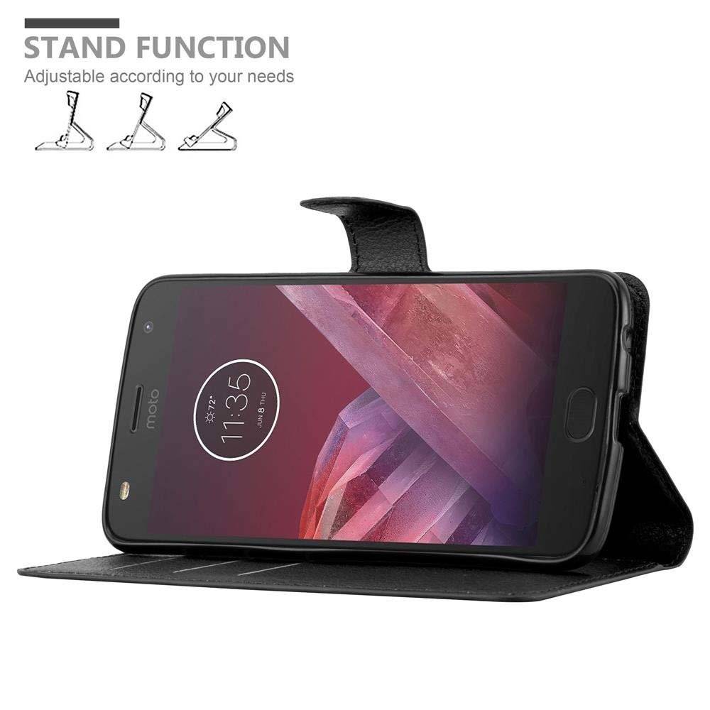 Cadorabo Handy Hülle für Motorola MOTO Z2 FORCE Hülle in PHANTOM SCHWARZ , Schutzhülle Tasche Hülle case cover mit Kartenfach und Standfunktion