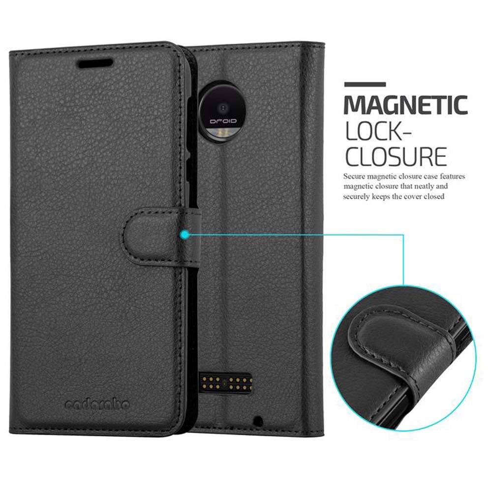 Cadorabo Hülle für Motorola MOTO Z FORCE Schutz Hülle in Schwarz Handyhülle Etui Case Cover Magnetverschluss