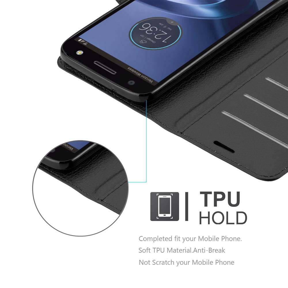 Cadorabo Hülle für Motorola MOTO Z FORCE Schutz Hülle in Schwarz Handyhülle Etui Case Cover Magnetverschluss