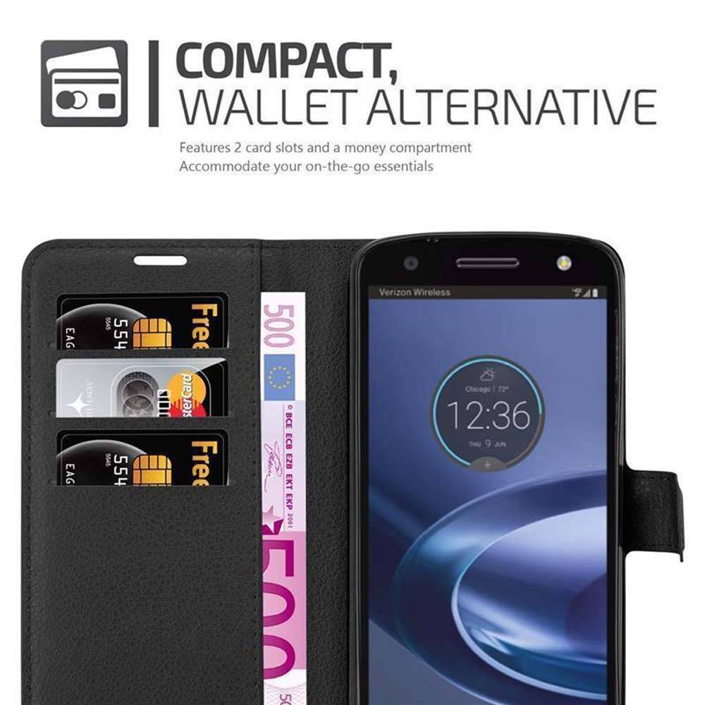 Cadorabo Hülle für Motorola MOTO Z FORCE Schutz Hülle in Schwarz Handyhülle Etui Case Cover Magnetverschluss