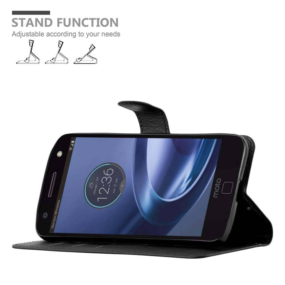 Cadorabo Hülle für Motorola MOTO Z FORCE Schutz Hülle in Schwarz Handyhülle Etui Case Cover Magnetverschluss