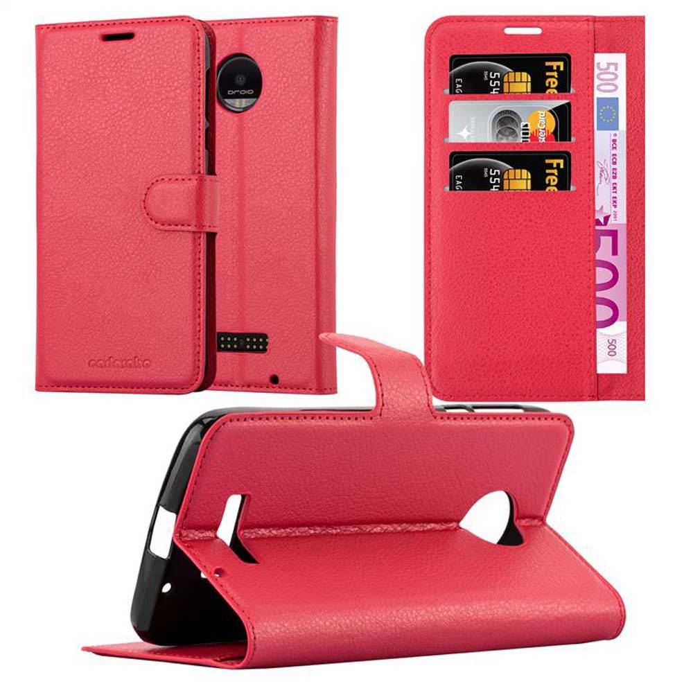 Cadorabo Hülle für Motorola MOTO Z FORCE Schutz Hülle in Rot Handyhülle Etui Case Cover Magnetverschluss