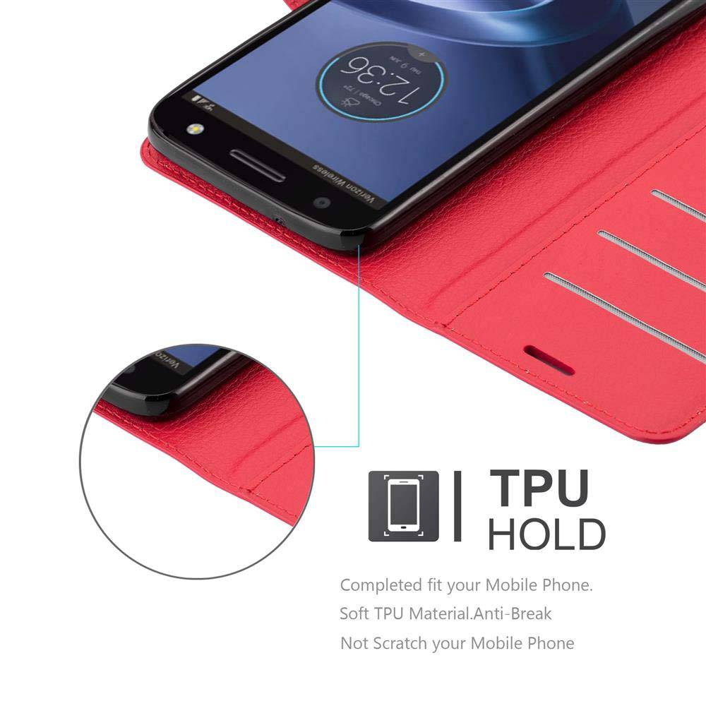 Cadorabo Hülle für Motorola MOTO Z FORCE Schutz Hülle in Rot Handyhülle Etui Case Cover Magnetverschluss