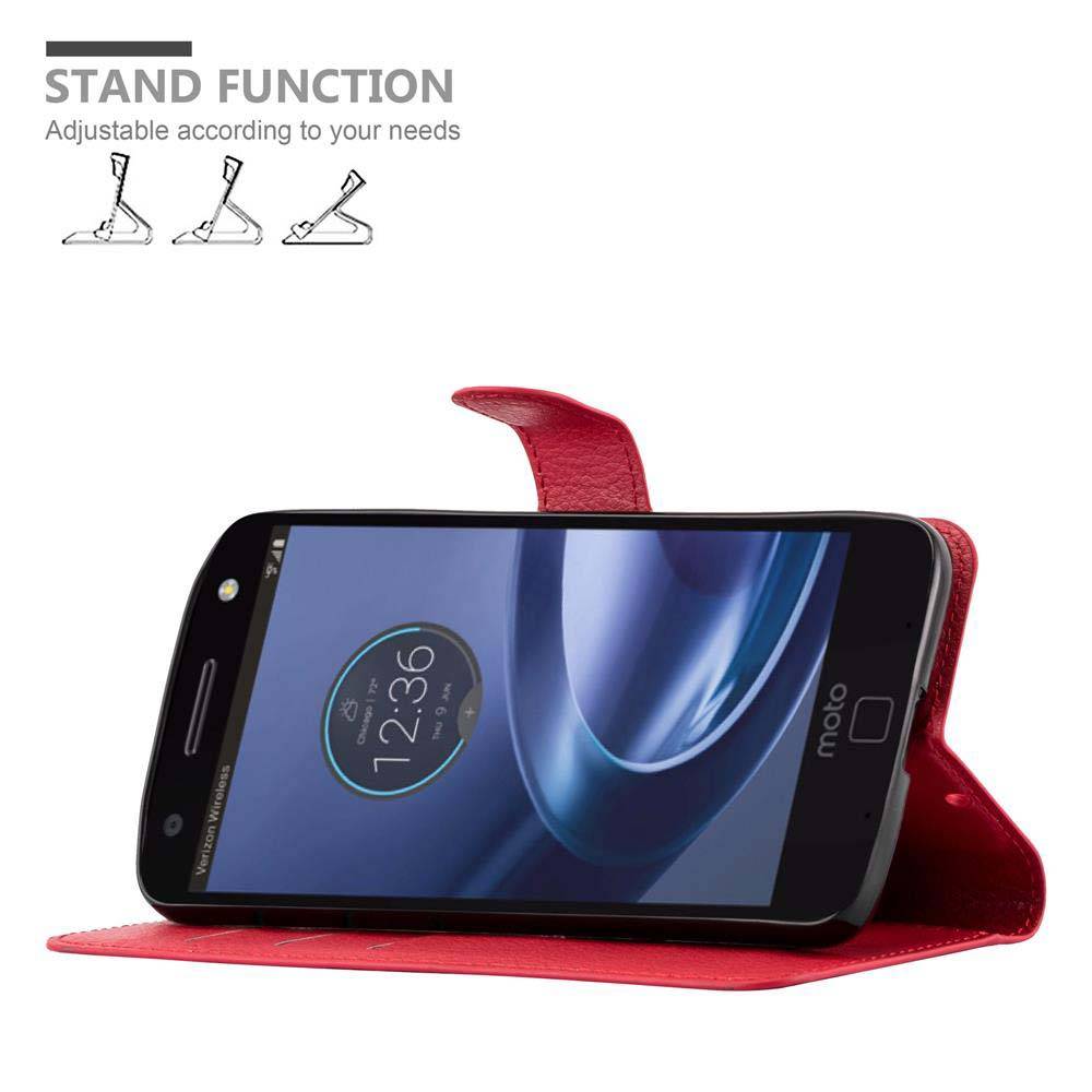 Cadorabo Hülle für Motorola MOTO Z FORCE Schutz Hülle in Rot Handyhülle Etui Case Cover Magnetverschluss