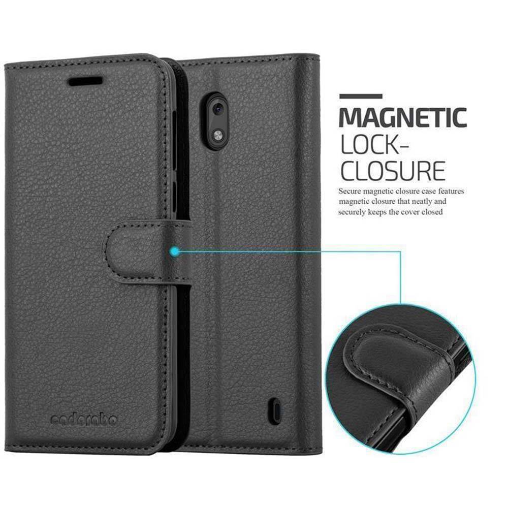 Cadorabo Hülle für Nokia 2 2017 Schutz Hülle in Schwarz Handyhülle Etui Case Cover Magnetverschluss