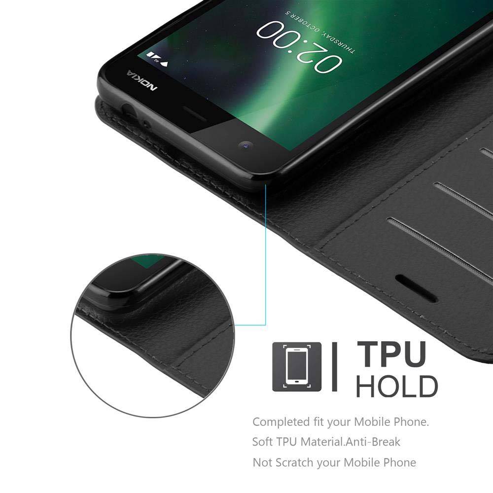Cadorabo Hülle für Nokia 2 2017 Schutz Hülle in Schwarz Handyhülle Etui Case Cover Magnetverschluss