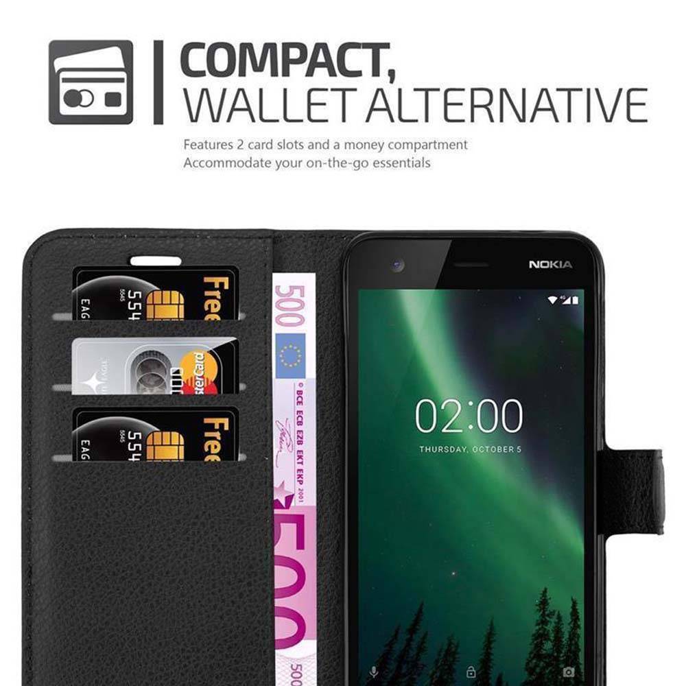 Cadorabo Hülle für Nokia 2 2017 Schutz Hülle in Schwarz Handyhülle Etui Case Cover Magnetverschluss