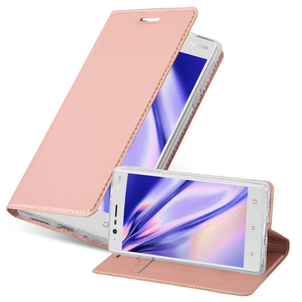 Cadorabo Handyhülle für Nokia 3 2017 Schutz Hülle in Rosa Cover Etui Book Case Booklet