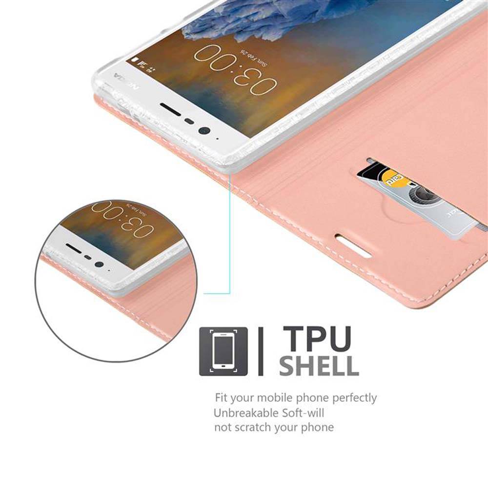 Cadorabo Handyhülle für Nokia 3 2017 Schutz Hülle in Rosa Cover Etui Book Case Booklet