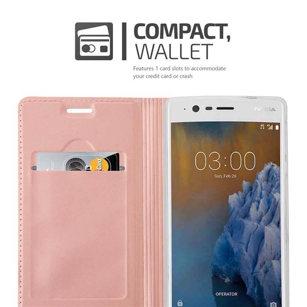 Cadorabo Handyhülle für Nokia 3 2017 Schutz Hülle in Rosa Cover Etui Book Case Booklet