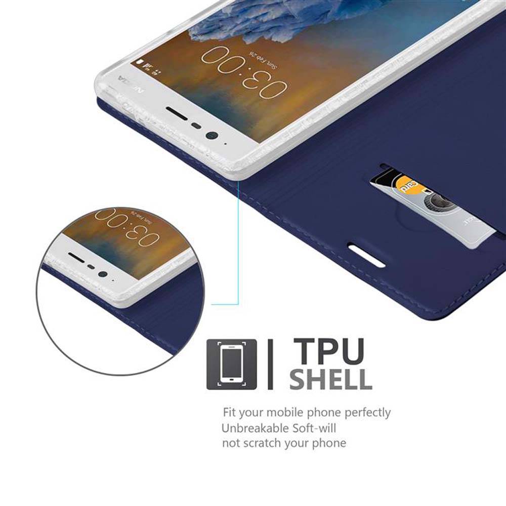 Cadorabo Handyhülle für Nokia 3 2017 Schutz Hülle in Blau Cover Etui Book Case Booklet