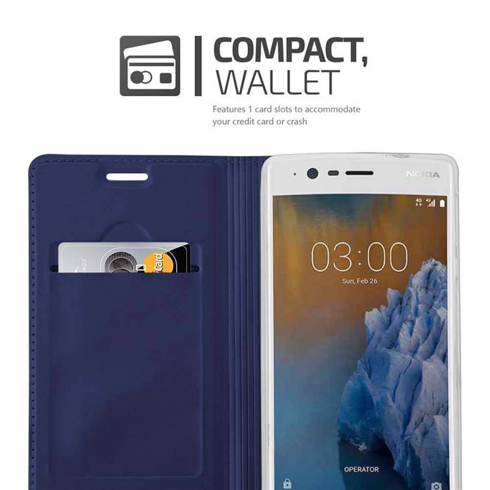 Cadorabo Handyhülle für Nokia 3 2017 Schutz Hülle in Blau Cover Etui Book Case Booklet