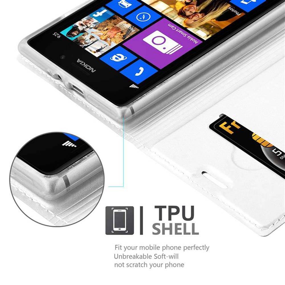 Cadorabo Handyhülle für Nokia Lumia 925 Schutz Hülle in Silber Cover Etui Book Case Booklet