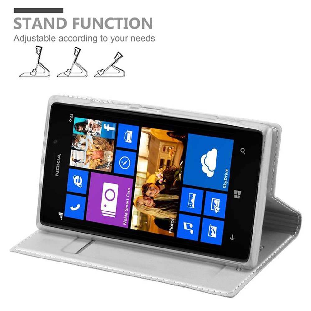 Cadorabo Handyhülle für Nokia Lumia 925 Schutz Hülle in Silber Cover Etui Book Case Booklet