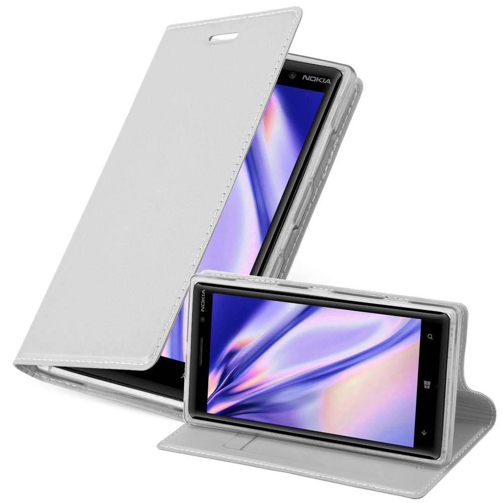 Cadorabo Handyhülle für Nokia Lumia 830 Schutz Hülle in Silber Cover Etui Book Case Booklet