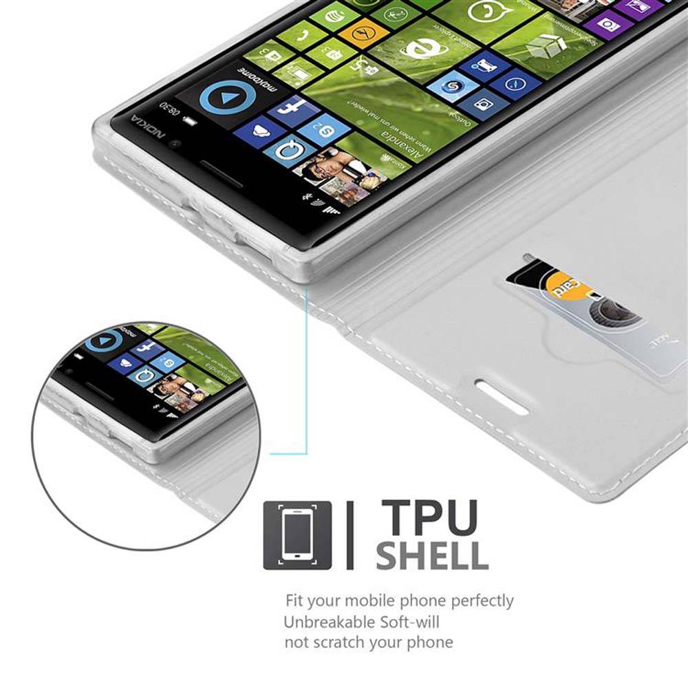 Cadorabo Handyhülle für Nokia Lumia 830 Schutz Hülle in Silber Cover Etui Book Case Booklet