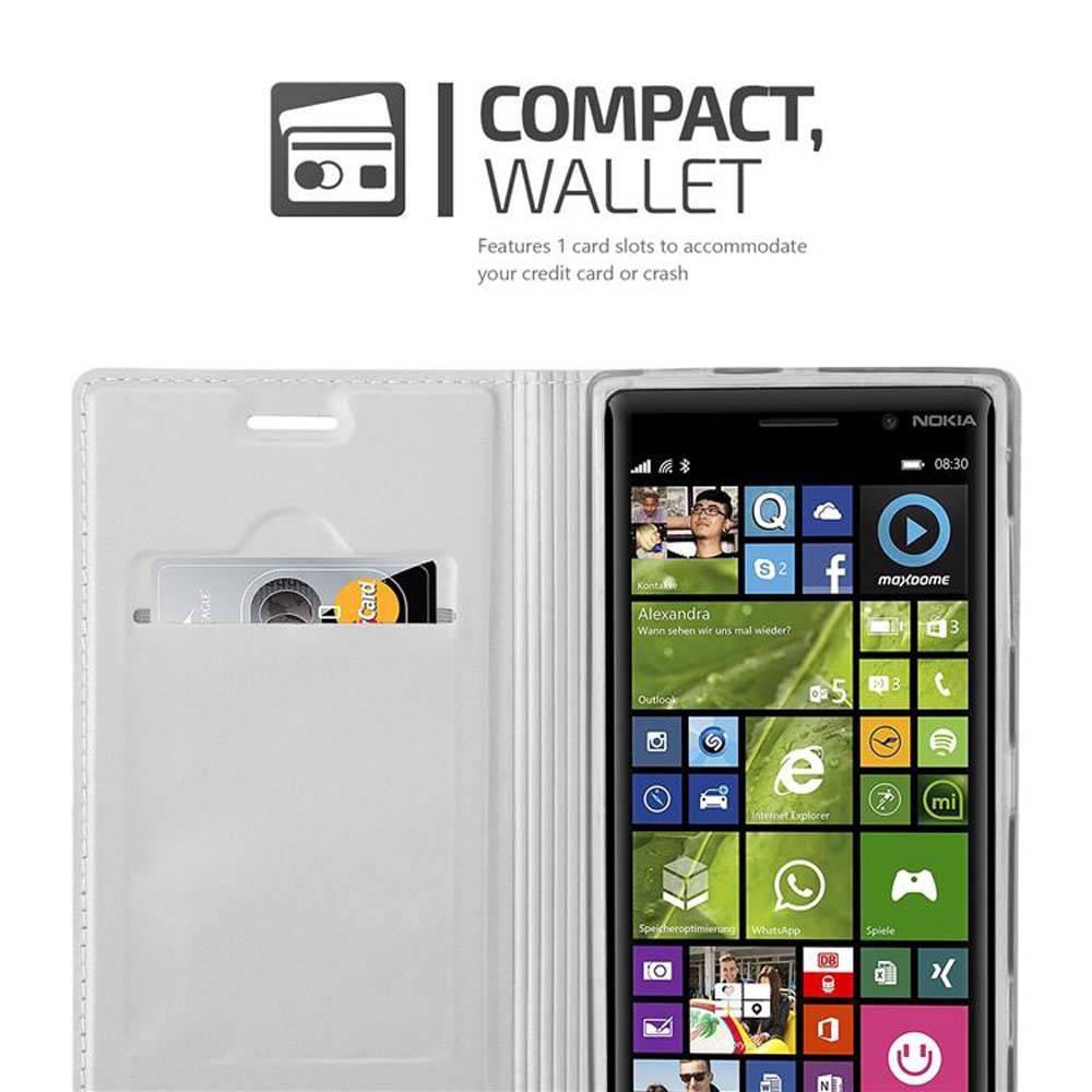 Cadorabo Handyhülle für Nokia Lumia 830 Schutz Hülle in Silber Cover Etui Book Case Booklet