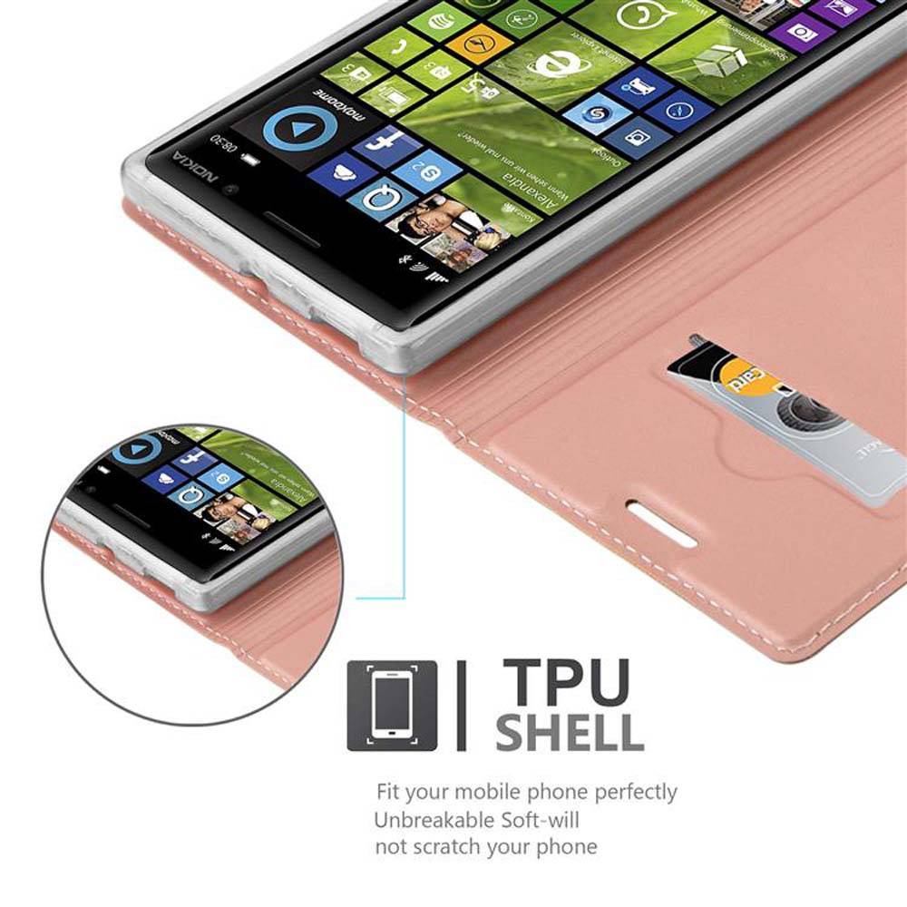 Cadorabo Handyhülle für Nokia Lumia 830 Schutz Hülle in Rosa Cover Etui Book Case Booklet