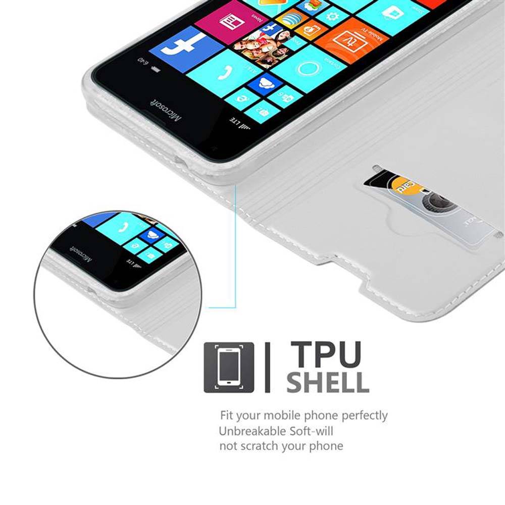 Cadorabo Handyhülle für Nokia Lumia 640 Schutz Hülle in Silber Cover Etui Book Case Booklet
