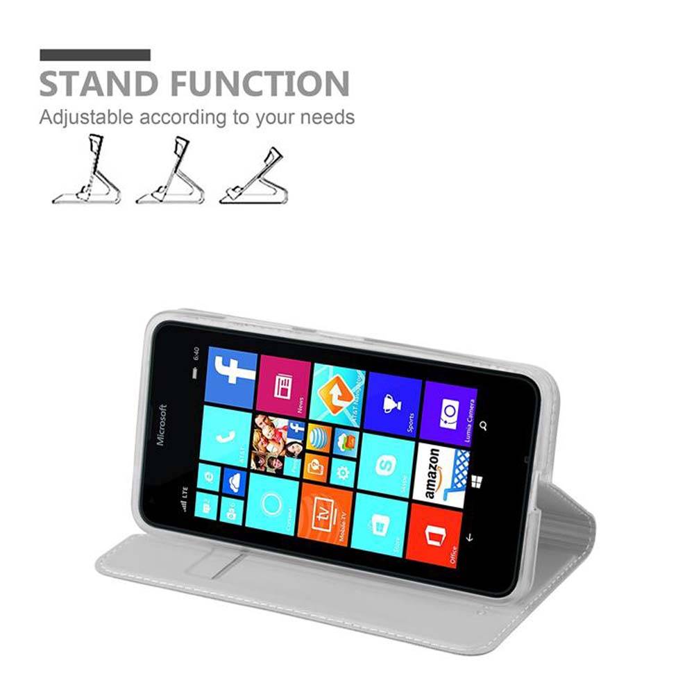 Cadorabo Handyhülle für Nokia Lumia 640 Schutz Hülle in Silber Cover Etui Book Case Booklet