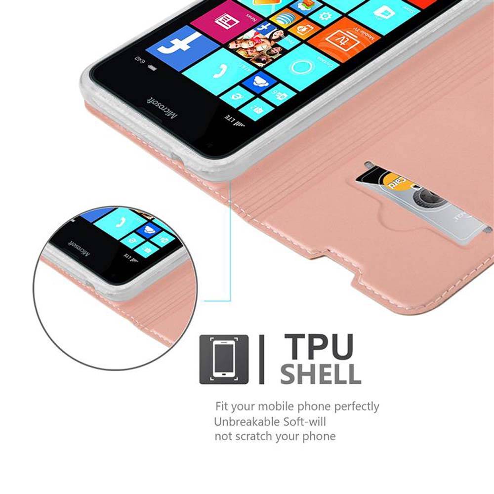 Cadorabo Handyhülle für Nokia Lumia 640 Schutz Hülle in Rosa Cover Etui Book Case Booklet