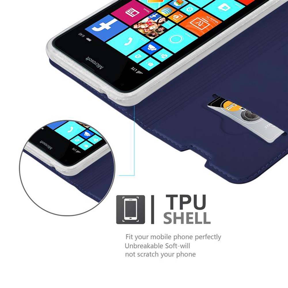 Cadorabo Handyhülle für Nokia Lumia 640 Schutz Hülle in Blau Cover Etui Book Case Booklet