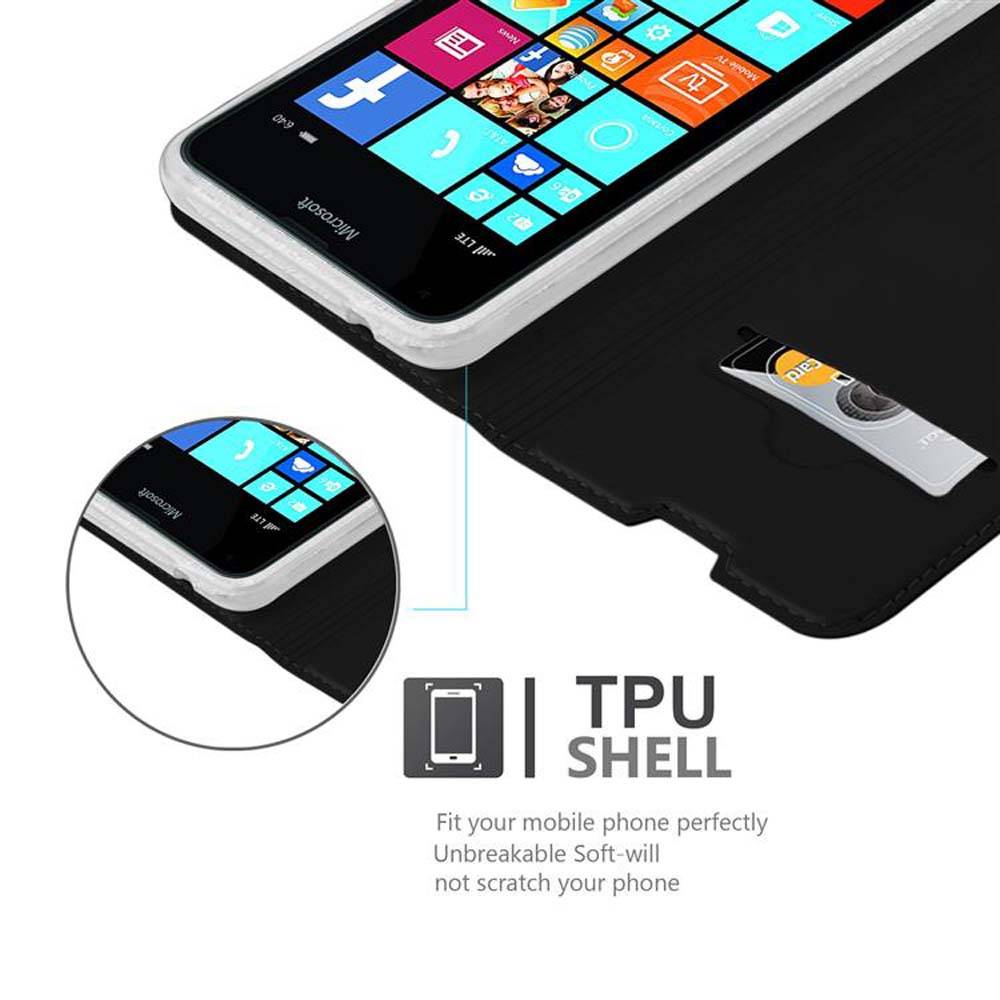 Cadorabo Handyhülle für Nokia Lumia 640 Schutz Hülle in Schwarz Cover Etui Book Case Booklet