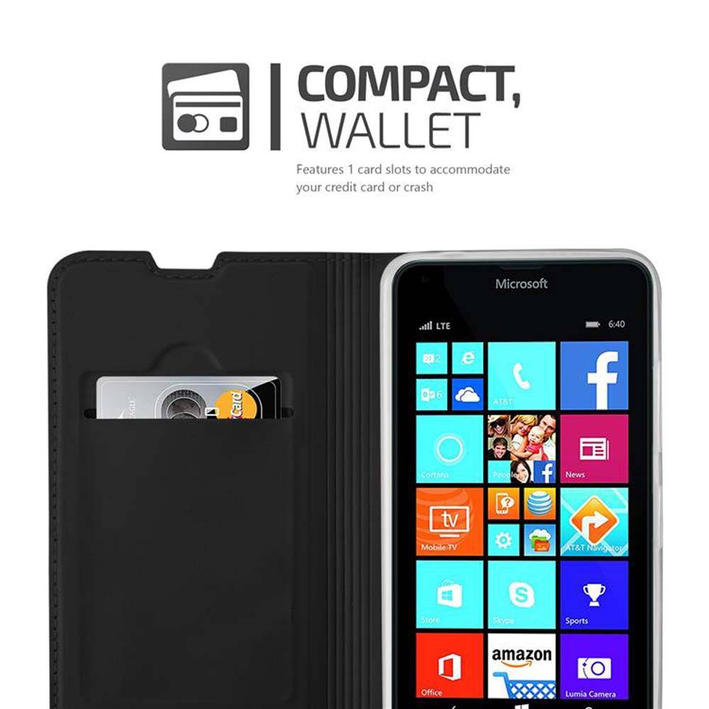 Cadorabo Handyhülle für Nokia Lumia 640 Schutz Hülle in Schwarz Cover Etui Book Case Booklet
