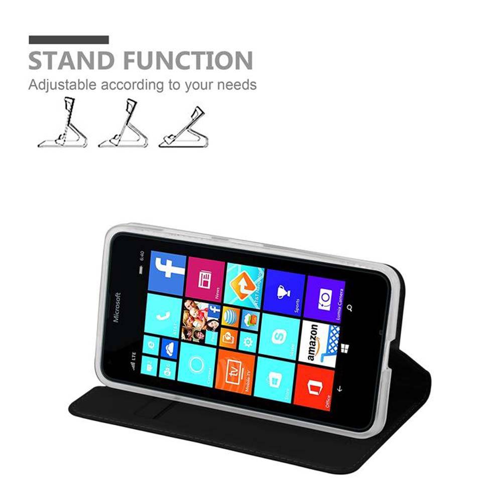 Cadorabo Handyhülle für Nokia Lumia 640 Schutz Hülle in Schwarz Cover Etui Book Case Booklet