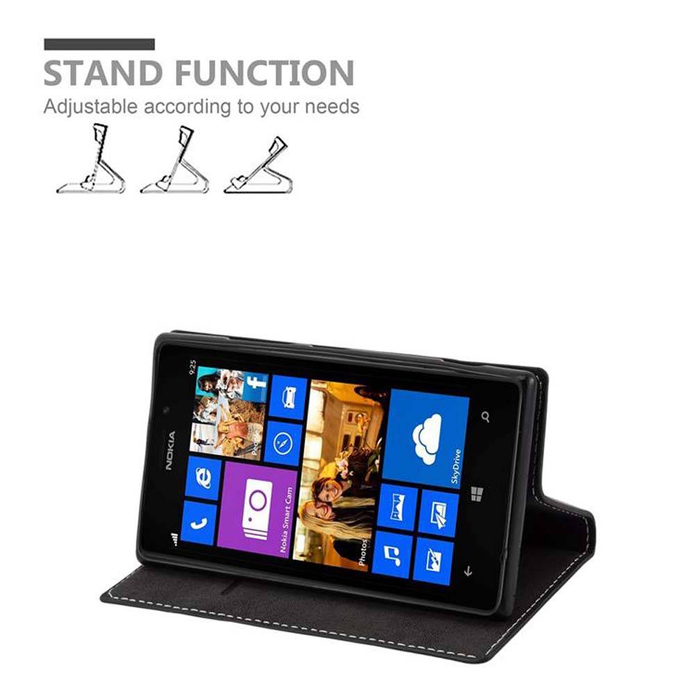 Cadorabo Hülle für Nokia Lumia 925 Schutzhülle in Schwarz SHandyhülle Book Case Etui Kunstleder