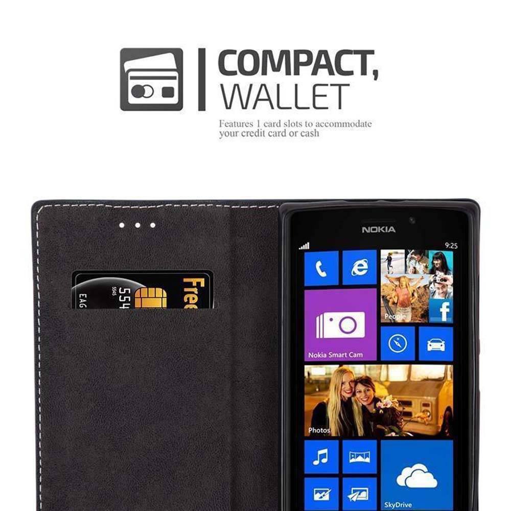 Cadorabo Hülle für Nokia Lumia 925 Schutzhülle in Schwarz SHandyhülle Book Case Etui Kunstleder