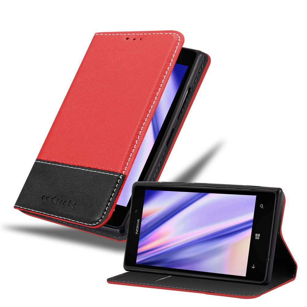 Cadorabo Hülle für Nokia Lumia 925 Schutzhülle in Rot SHandyhülle Book Case Etui Kunstleder