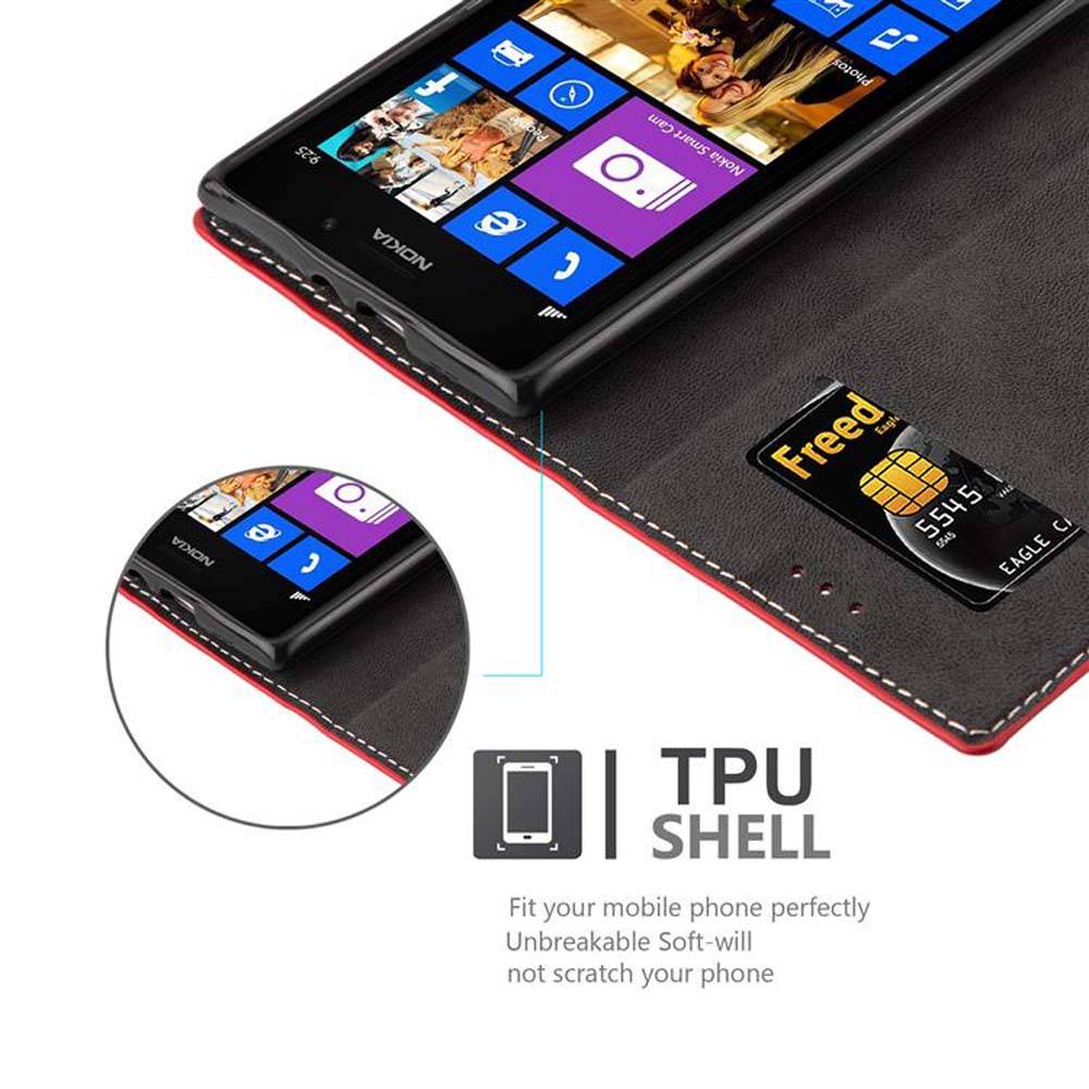 Cadorabo Hülle für Nokia Lumia 925 Schutzhülle in Rot SHandyhülle Book Case Etui Kunstleder