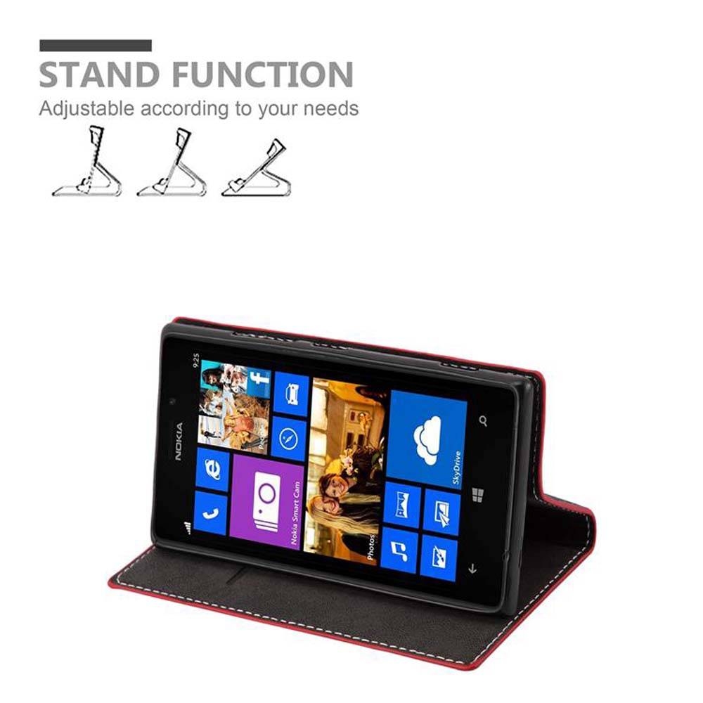 Cadorabo Hülle für Nokia Lumia 925 Schutzhülle in Rot SHandyhülle Book Case Etui Kunstleder