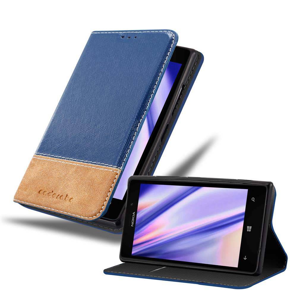 Cadorabo Hülle für Nokia Lumia 925 Schutzhülle in Blau SHandyhülle Book Case Etui Kunstleder