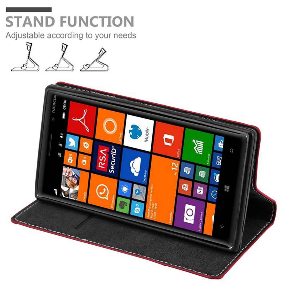 Cadorabo Hülle für Nokia Lumia 830 Schutzhülle in Rot SHandyhülle Book Case Etui Kunstleder