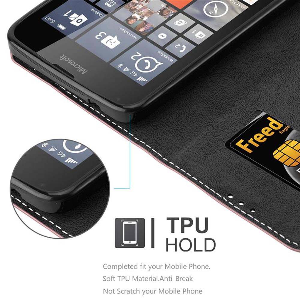 Cadorabo Hülle für Nokia Lumia 640 Schutzhülle in Rosa SHandyhülle Book Case Etui Kunstleder