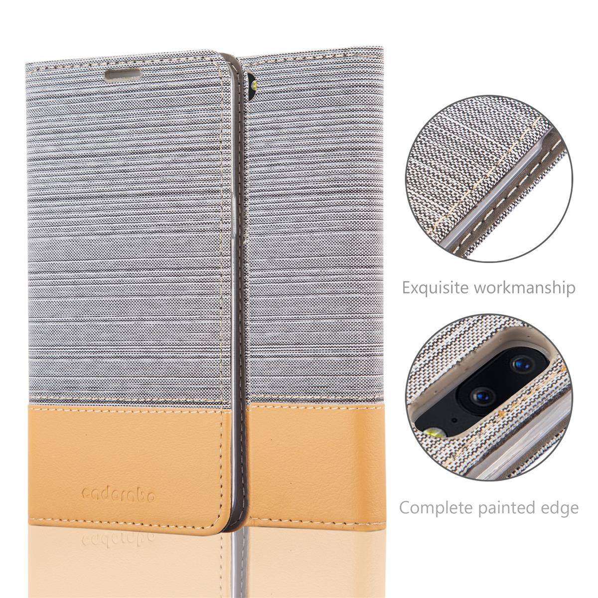 Cadorabo Hülle für OnePlus 5 Schutzhülle in Grau Handy Hülle Etui Book Case Cover