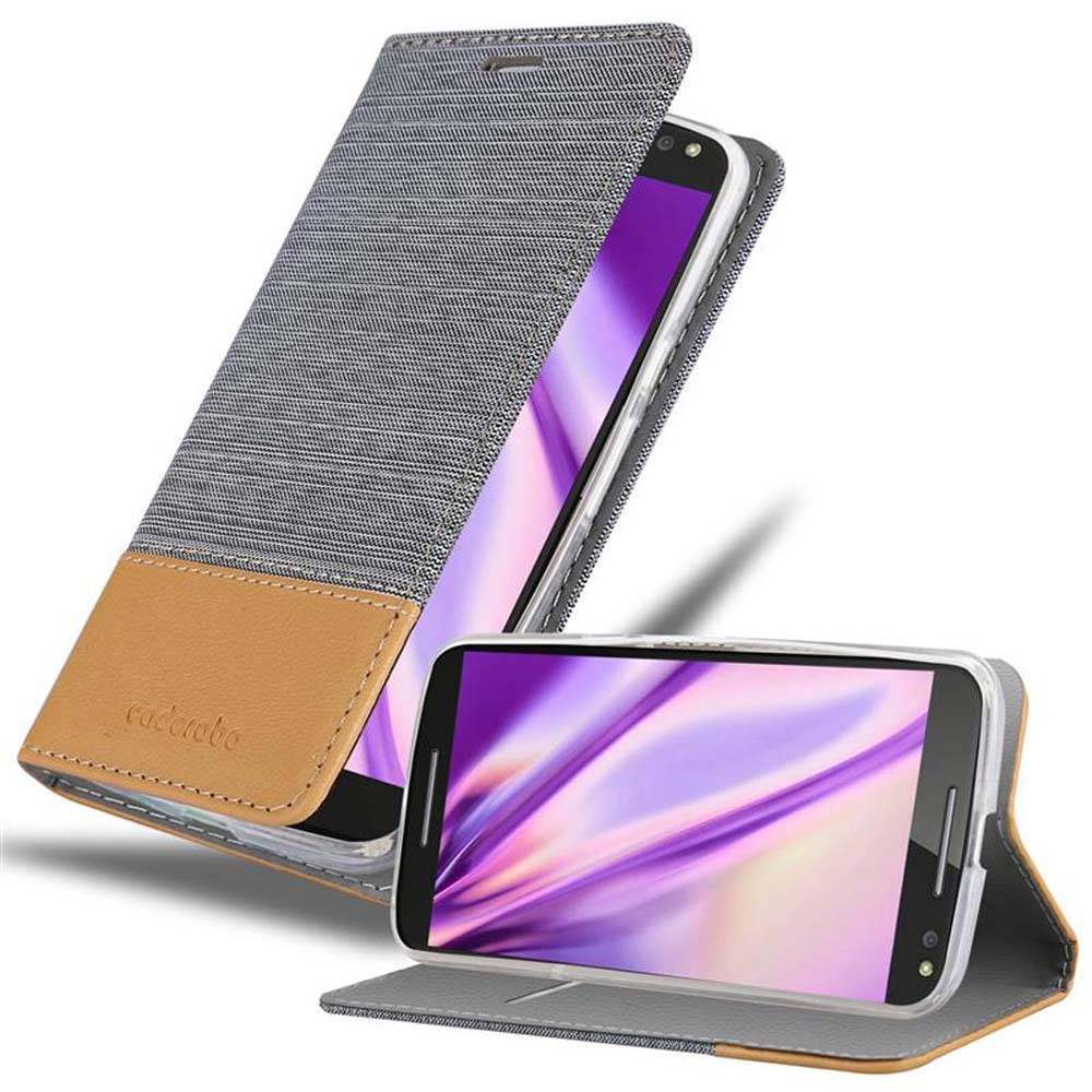 Cadorabo Hülle für Motorola MOTO X STYLE Schutzhülle in Grau Handy Hülle Etui Book Case Cover