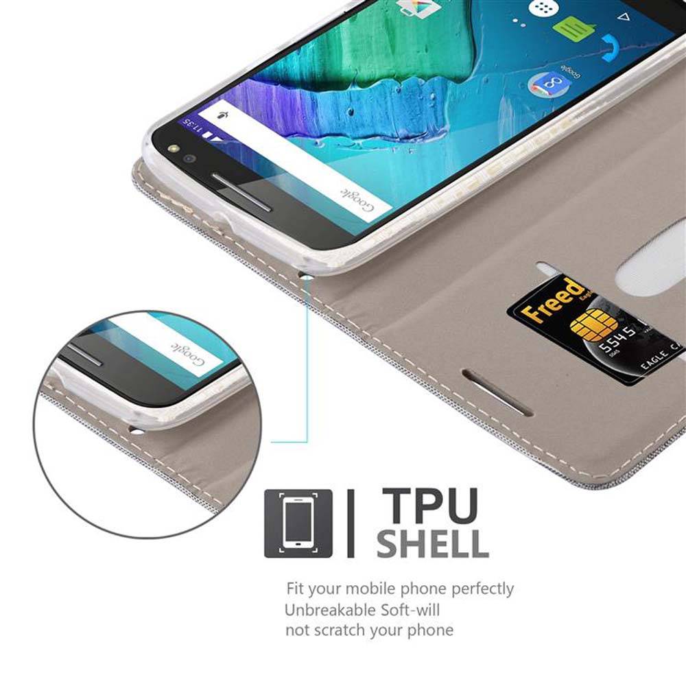 Cadorabo Hülle für Motorola MOTO X STYLE Schutzhülle in Grau Handy Hülle Etui Book Case Cover