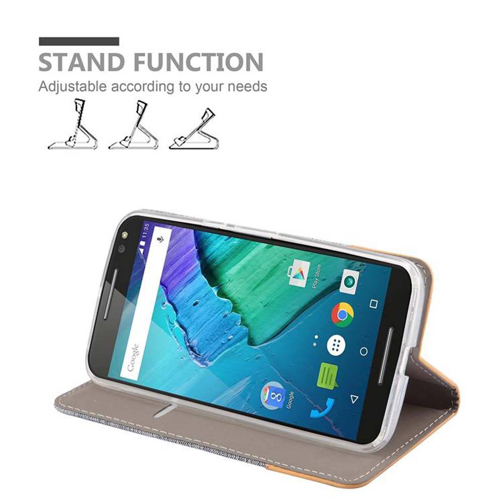 Cadorabo Hülle für Motorola MOTO X STYLE Schutzhülle in Grau Handy Hülle Etui Book Case Cover