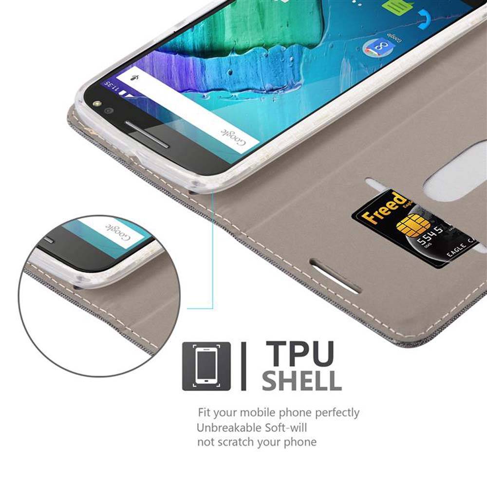 Cadorabo Hülle für Motorola MOTO X STYLE Schutzhülle in Grau Handy Hülle Etui Book Case Cover