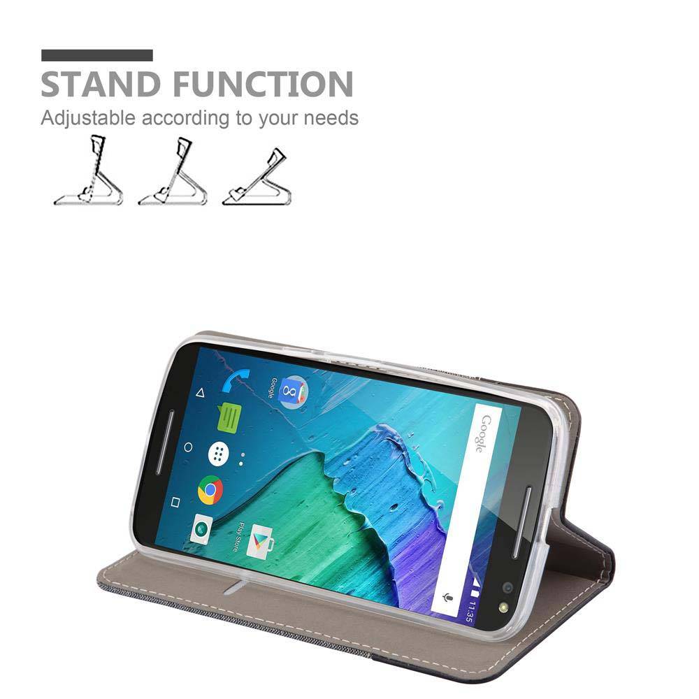 Cadorabo Hülle für Motorola MOTO X STYLE Schutzhülle in Grau Handy Hülle Etui Book Case Cover