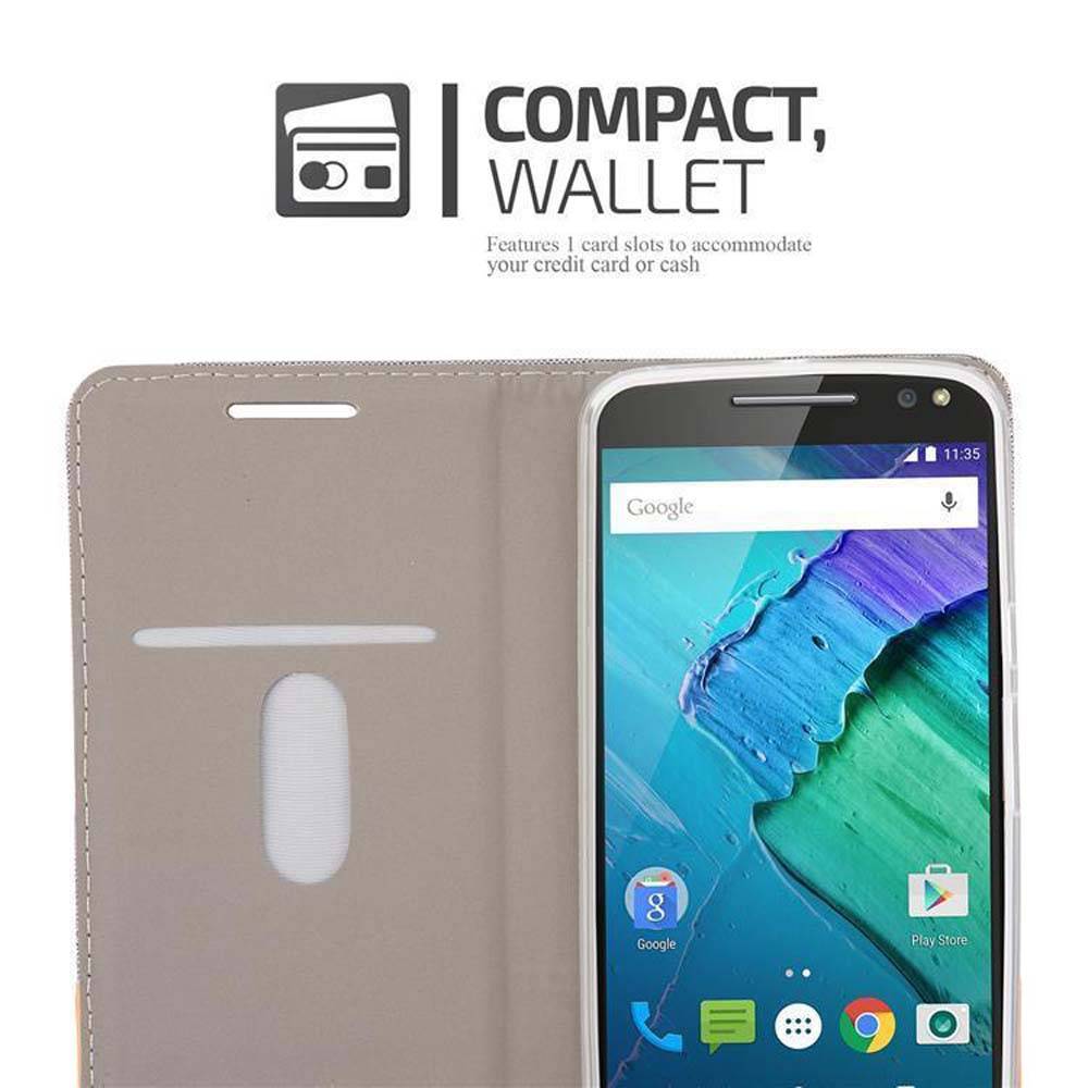Cadorabo Hülle für Motorola MOTO X STYLE Schutzhülle in Grau Handy Hülle Etui Book Case Cover