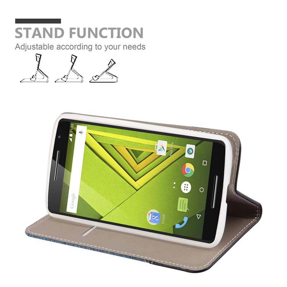 Cadorabo Hülle für Motorola MOTO X PLAY Schutzhülle in Blau Handy Hülle Etui Book Case Cover