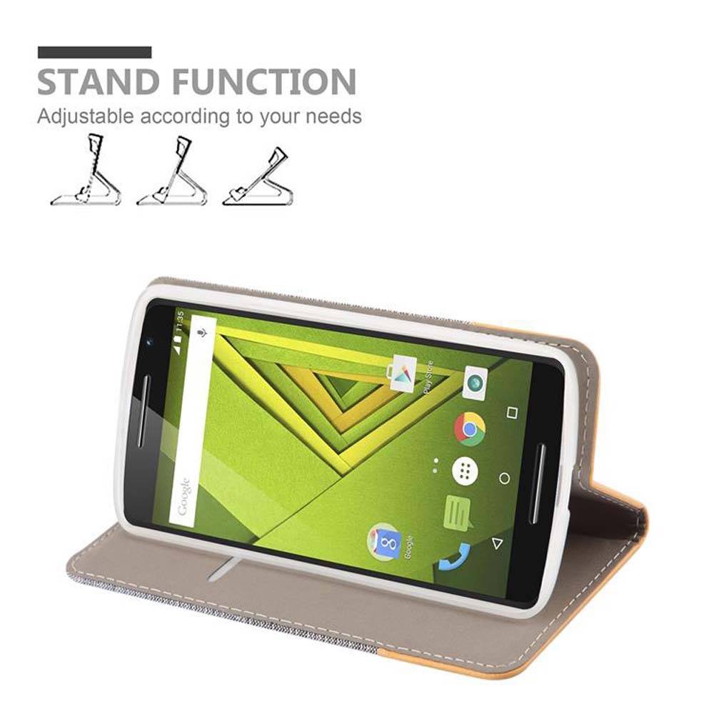 Cadorabo Hülle für Motorola MOTO X PLAY Schutzhülle in Grau Handy Hülle Etui Book Case Cover