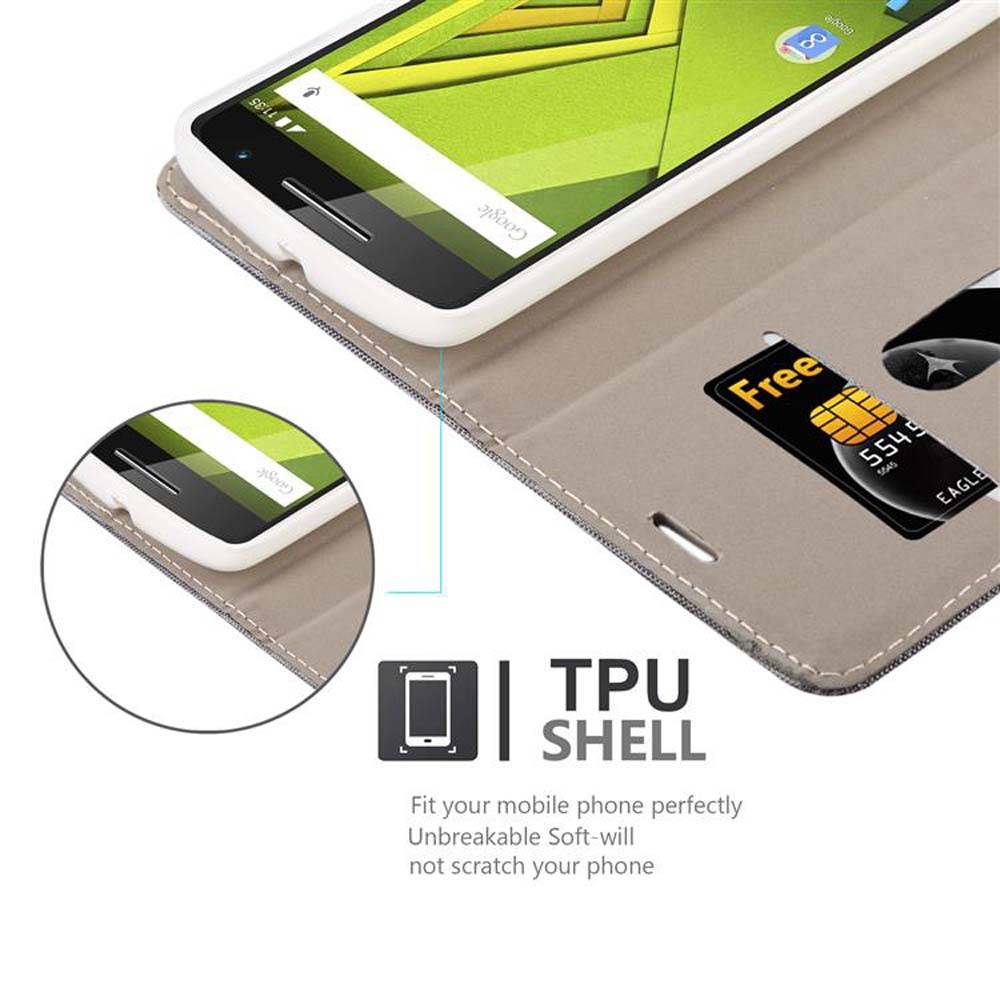 Cadorabo Hülle für Motorola MOTO X PLAY Schutzhülle in Grau Handy Hülle Etui Book Case Cover